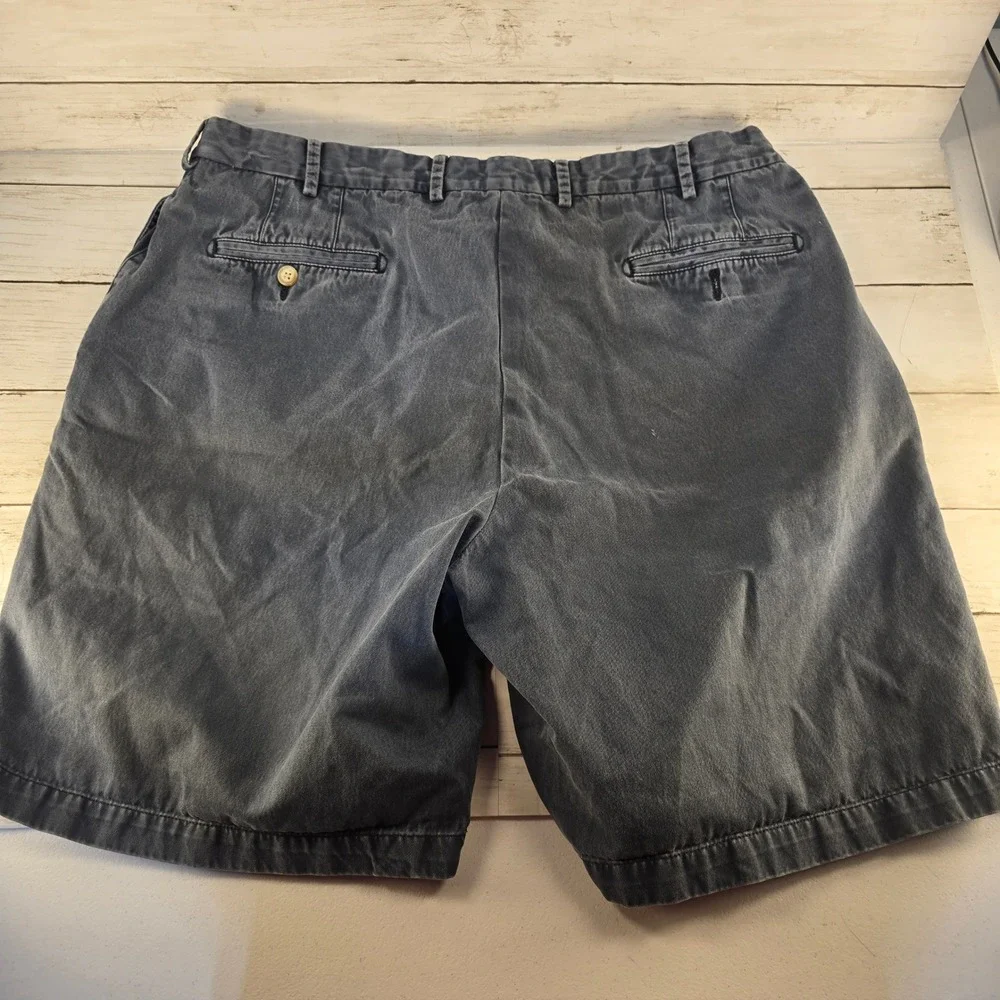 Peter Millar Mens 38 Navy Blue Pima Cotton Flat Front Chino Shorts Made in Peru